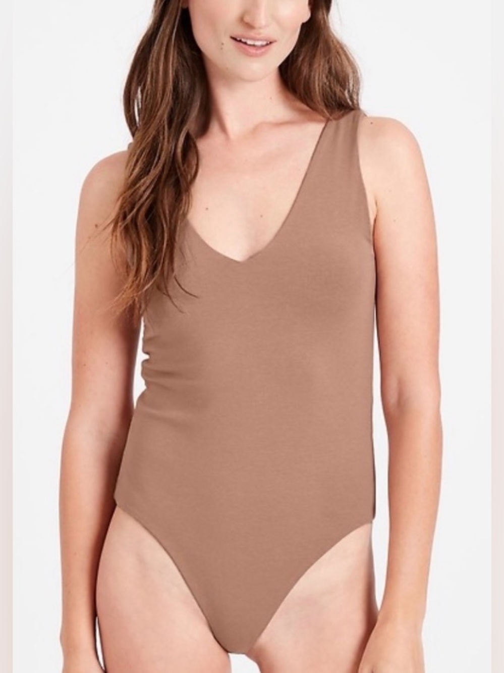 Banana Republic Sleeveless V-Neck Bodysuit - Mauve Brown